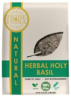 Pride Of India Natural Tulsi Holy Basil Herbal Tea 100gm Whole Leaf