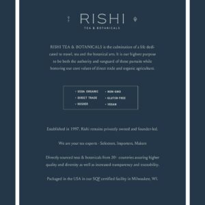 Rishi Tea Peppermint Herbal Tea Organic Caffeine Free Sachet Bags 50 Teabags