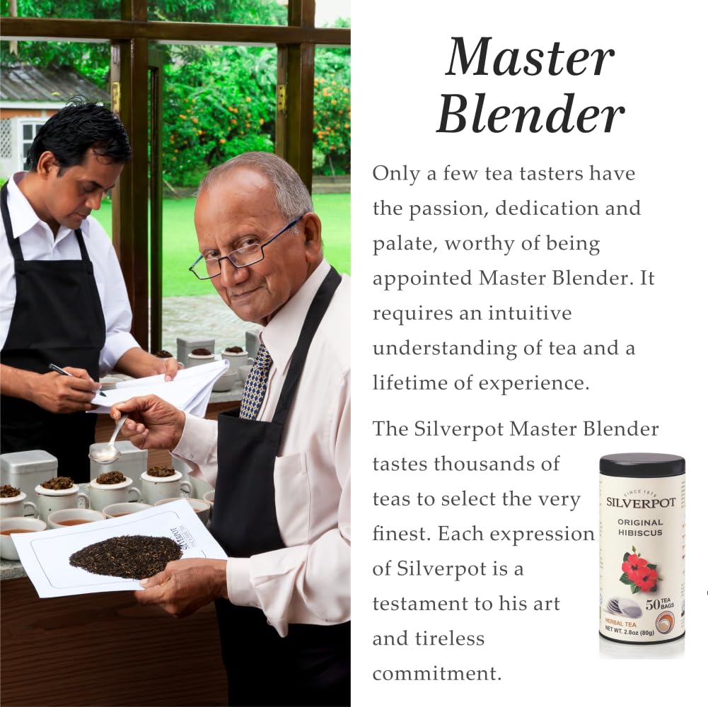 Silverpot Original Hibiscus 50 Round Tea Bags 100% Natural Caffeine Free Reusable Tin