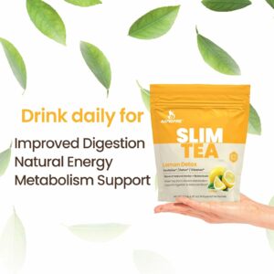 Slim Tea 14 Day Herbal Teatox Blend of Natural Herbs and Botanicals Supports Metabolism Lemon Flavor 14 Servings