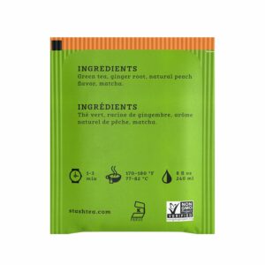 Stash Tea Ginger Peach Green Tea & Matcha Blend Box of 100 Tea Bags