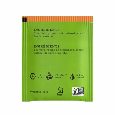 Stash Tea Ginger Peach Green Tea & Matcha Blend Box of 100 Tea Bags