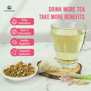 Suwirun Organic Lemongrass Tea 25 Bags Product of Thailand Refreshing Herbal Tea Caffeine Free