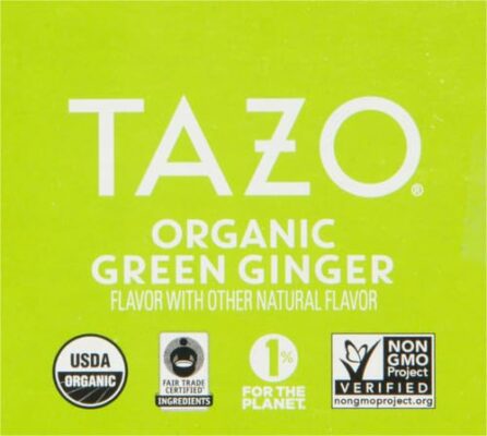 TAZO Organic Green Tea Green Ginger Caffeinated Tea 16 Total Bags