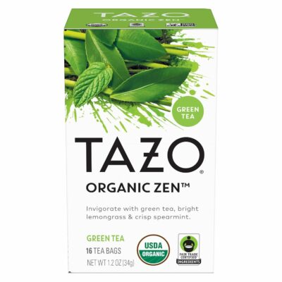 TAZO Organic Zen Green Tea Caffeinated Tea with Lemongrass & Spearmint 16 Total Bags
