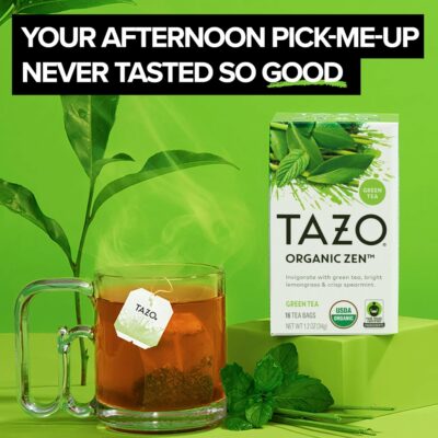 TAZO Organic Zen Green Tea Caffeinated Tea with Lemongrass & Spearmint 16 Total Bags