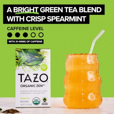 TAZO Organic Zen Green Tea Caffeinated Tea with Lemongrass & Spearmint 16 Total Bags