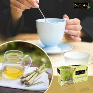 TEA 4U. BY ANVERALLY Lemongrass Herbal Tea Bags 25 Count Caffeine Free