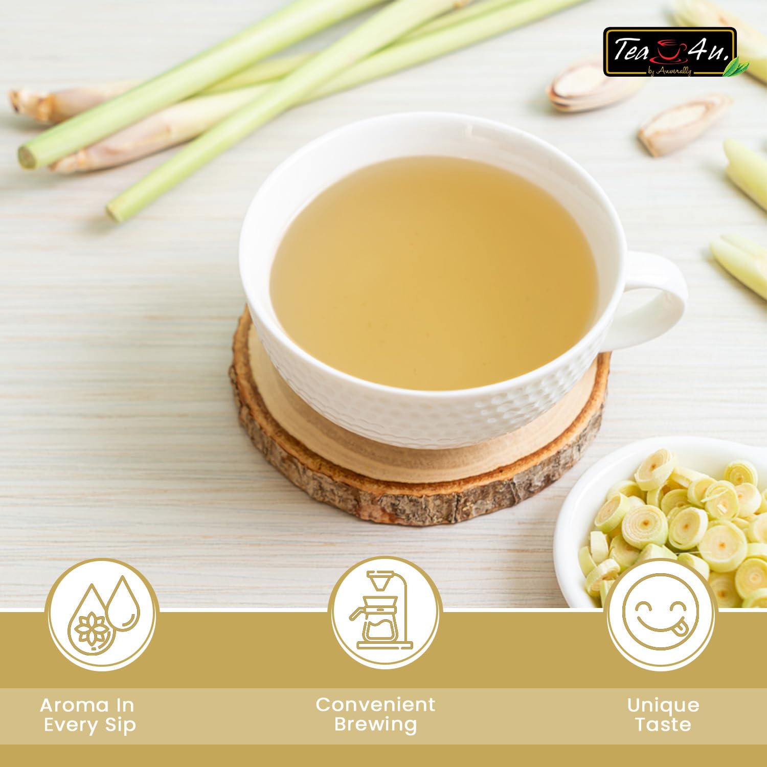 TEA 4U. BY ANVERALLY Lemongrass Herbal Tea Bags 25 Count Caffeine Free