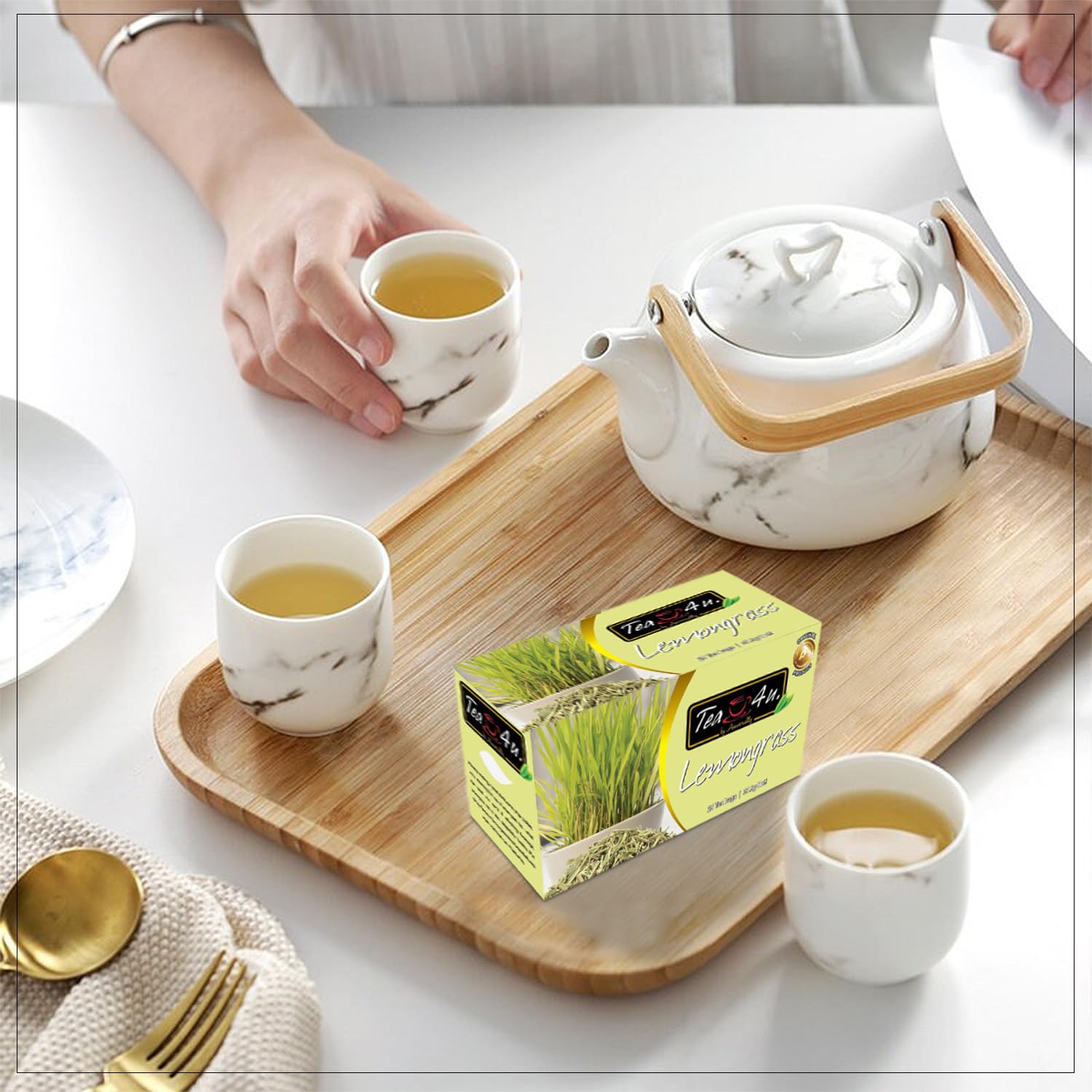 TEA 4U. BY ANVERALLY Lemongrass Herbal Tea Bags 25 Count Caffeine Free