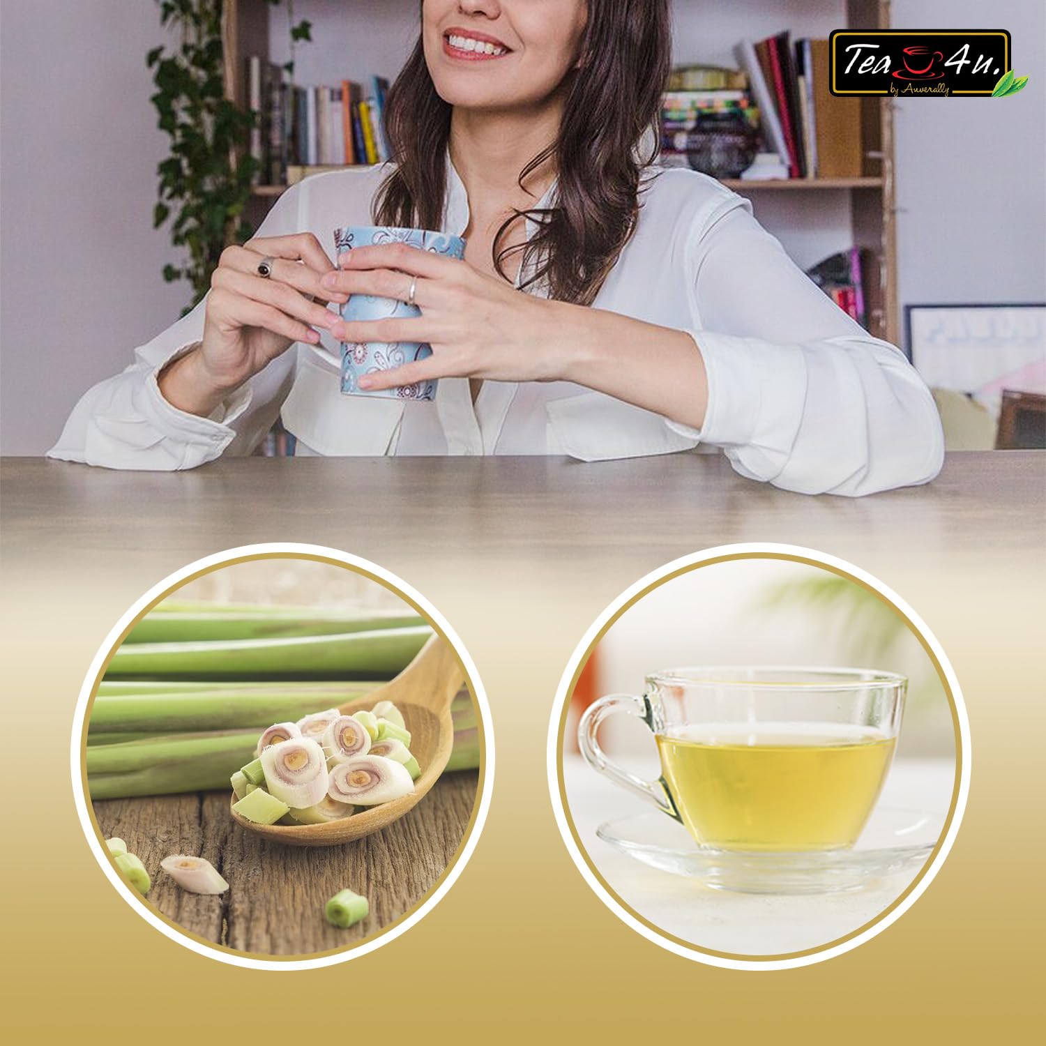 TEA 4U. BY ANVERALLY Lemongrass Herbal Tea Bags 25 Count Caffeine Free