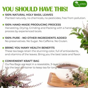 TOG999 Premium 120 Holy Basil Leaf Tea Bags 100% Natural & Pure Loose Leaf Herbal Tea No Caffeine