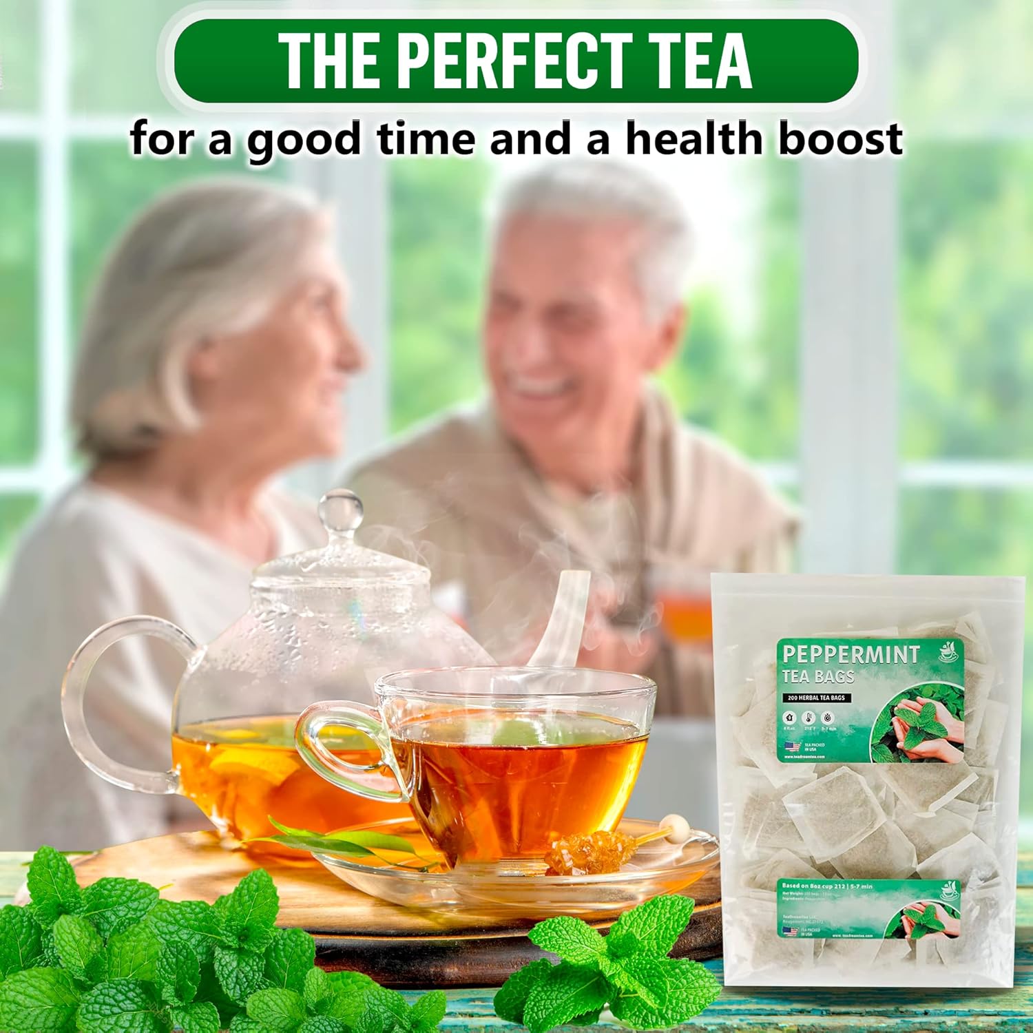 TeaDreamTea Peppermint Tea Bags Caffeine Free Healthy Mint Tea 200 Bags