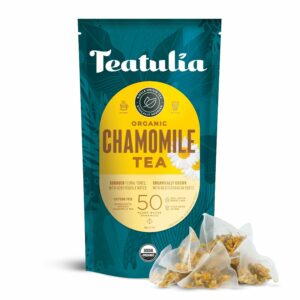 Teatulia Organic Chamomile Tea Bags 50 Pyramid Teabags Caffeine Free Herbal Camille Tea