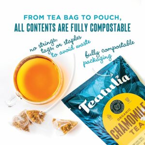 Teatulia Organic Chamomile Tea Bags 50 Pyramid Teabags Caffeine Free Herbal Camille Tea