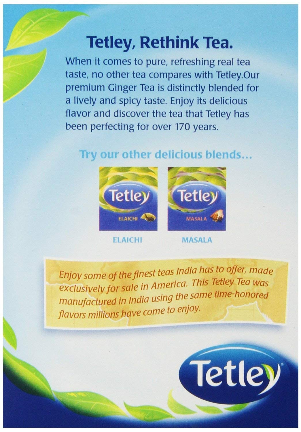 Tetley USA Tea Ginger 72 Count Tea Bags Pack of 3