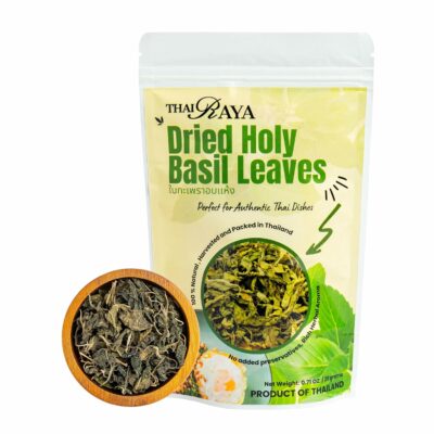 Thairaya Premium Dried Holy Basil leaves Kaprao Thai hearbs Natural 20 Grams Pack of 1