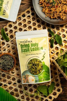 Thairaya Premium Dried Holy Basil leaves Kaprao Thai hearbs Natural 20 Grams Pack of 1