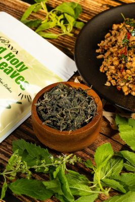 Thairaya Premium Dried Holy Basil leaves Kaprao Thai hearbs Natural 20 Grams Pack of 1