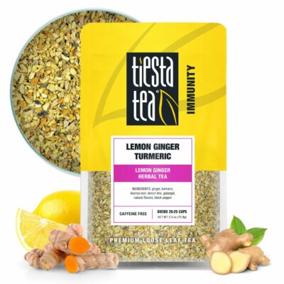 Tiesta Tea Lemon Ginger Turmeric Loose Leaf Lemon Ginger Herbal Tea Up to 25 Cups 2.5 Ounce Resealable Pouch