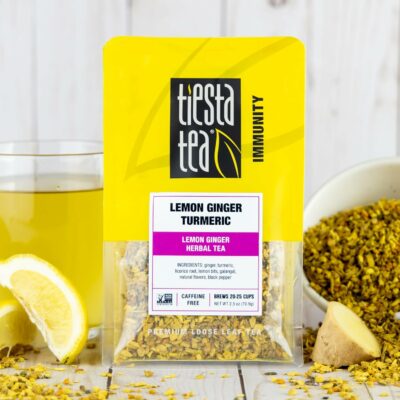Tiesta Tea Lemon Ginger Turmeric Loose Leaf Lemon Ginger Herbal Tea Up to 25 Cups 2.5 Ounce Resealable Pouch