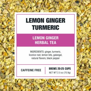 Tiesta Tea Lemon Ginger Turmeric Loose Leaf Lemon Ginger Herbal Tea Up to 25 Cups 2.5 Ounce Resealable Pouch