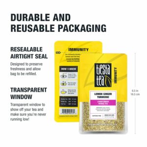 Tiesta Tea Lemon Ginger Turmeric Loose Leaf Lemon Ginger Herbal Tea Up to 25 Cups 2.5 Ounce Resealable Pouch