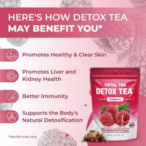 Total Tea SIimming Detox Tea Caffeine Free 25 Day Detox Herbal Tea with Chamomile Natural Raspberry Herbal Tea