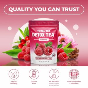 Total Tea SIimming Detox Tea Caffeine Free 25 Day Detox Herbal Tea with Chamomile Natural Raspberry Herbal Tea