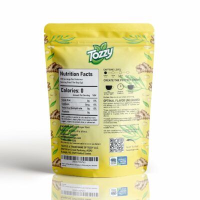 Tozzy Organic Ginger Tea 100 Count Pyramid Tea Bags Plant-Based & Eco-conscious
