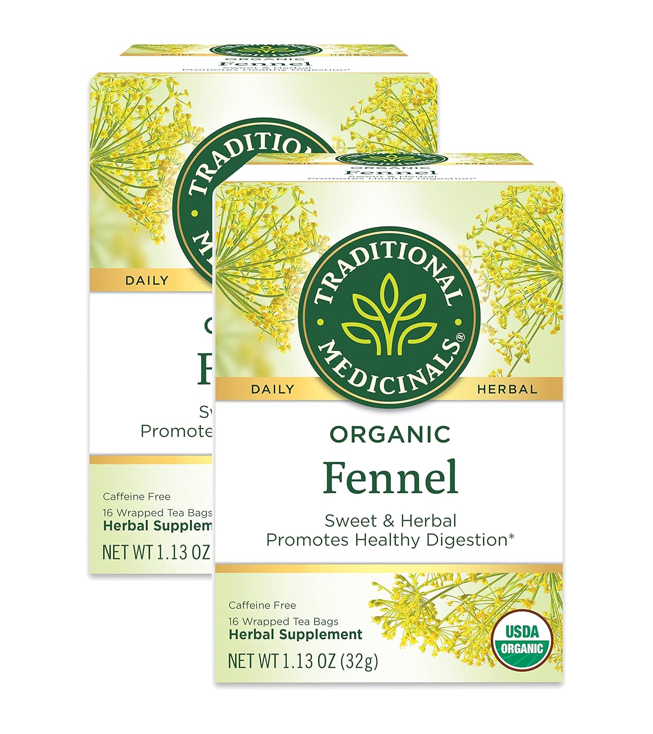 Traditional Medicinals Organic Fennel Herbal Tea Pack of 2 32 Tea Bags Total