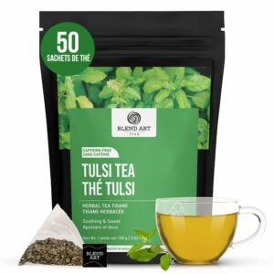 Tulsi Holy Basil Tea Bags 50 Count Caffeine Free Holy Basil Leaves Pyramid Herbal Tea Bags
