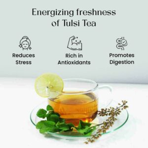 Tulsi Holy Basil Tea Bags 50 Count Caffeine Free Holy Basil Leaves Pyramid Herbal Tea Bags