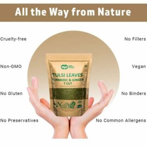 Tulsi Leaves Tea with Turmeric and Ginger 8 oz Boost Immunity Caffeine Free Pack of 1