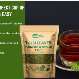 Tulsi Leaves Tea with Turmeric and Ginger 8 oz Boost Immunity Caffeine Free Pack of 1