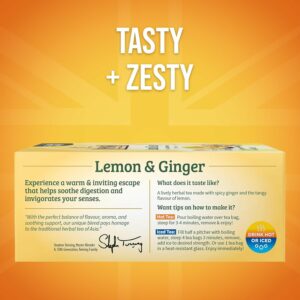 Twinings Lemon & Ginger Herbal Tea Individually Wrapped Bags 100 TeaBags Pack of 1