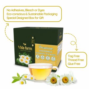 VIDA FARM Chamomile Tea Bags Natural Chamomile Flowers 100 Tea Bags