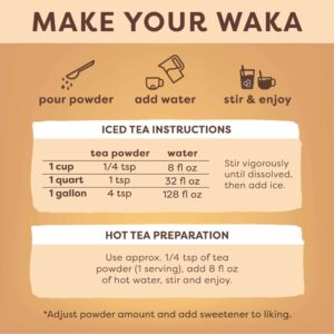 Waka Instant Green Tea Mix Classic 100% Tea Leaves No Additives Unsweetened Tea Powder for 50 Quarts or 200 Cups