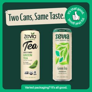 Zevia Zero Sugar Tea Green Tea 12 oz Cans 12 Pack Zero Calorie Sugar Free