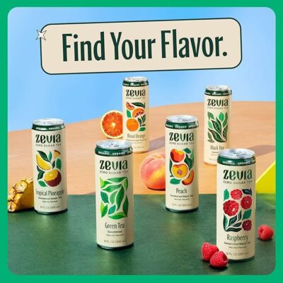 Zevia Zero Sugar Tea Hibiscus Tea with Passionfruit Caffeine Free 12 oz Cans 12 Pack