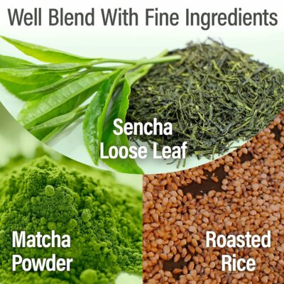 chaganju Genmaicha Green Tea with Matcha roasted brown rice tea Low caffeine 3g×60 tea bags