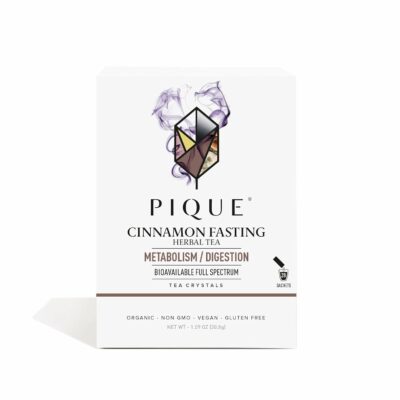 Pique Organic Cinnamon Spice Herbal Tea Crystals Caffeine Free Fasting Tea for Healthy Digestion 28 Single Serve Sticks Pack of 1