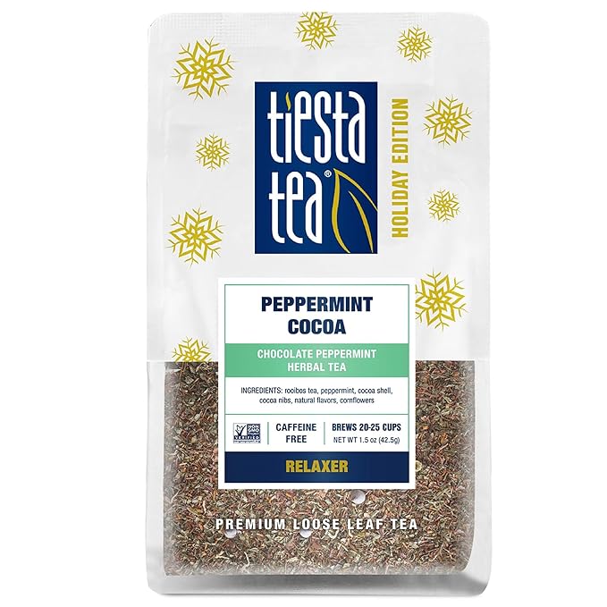 Tiesta Tea Cozy Peppermint Cocoa Premium Loose Leaf Blends Up to 25 Cups