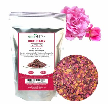 Greenhilltea Rose Petals Dried Flowers in Resealable Pouch Edible Flowers for Herbal Tea 1 OZ bag