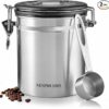 16 Oz Coffee Canister with Scoop Stainless Steel Air tight Jar Tea Storage