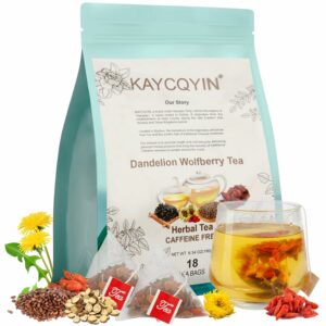 Dandelion Wolfberry Tea 18 Bags Organic Dandy Liver Detox Herbal Tea Natural Blend with 7 Ingredients and Caffeine Free
