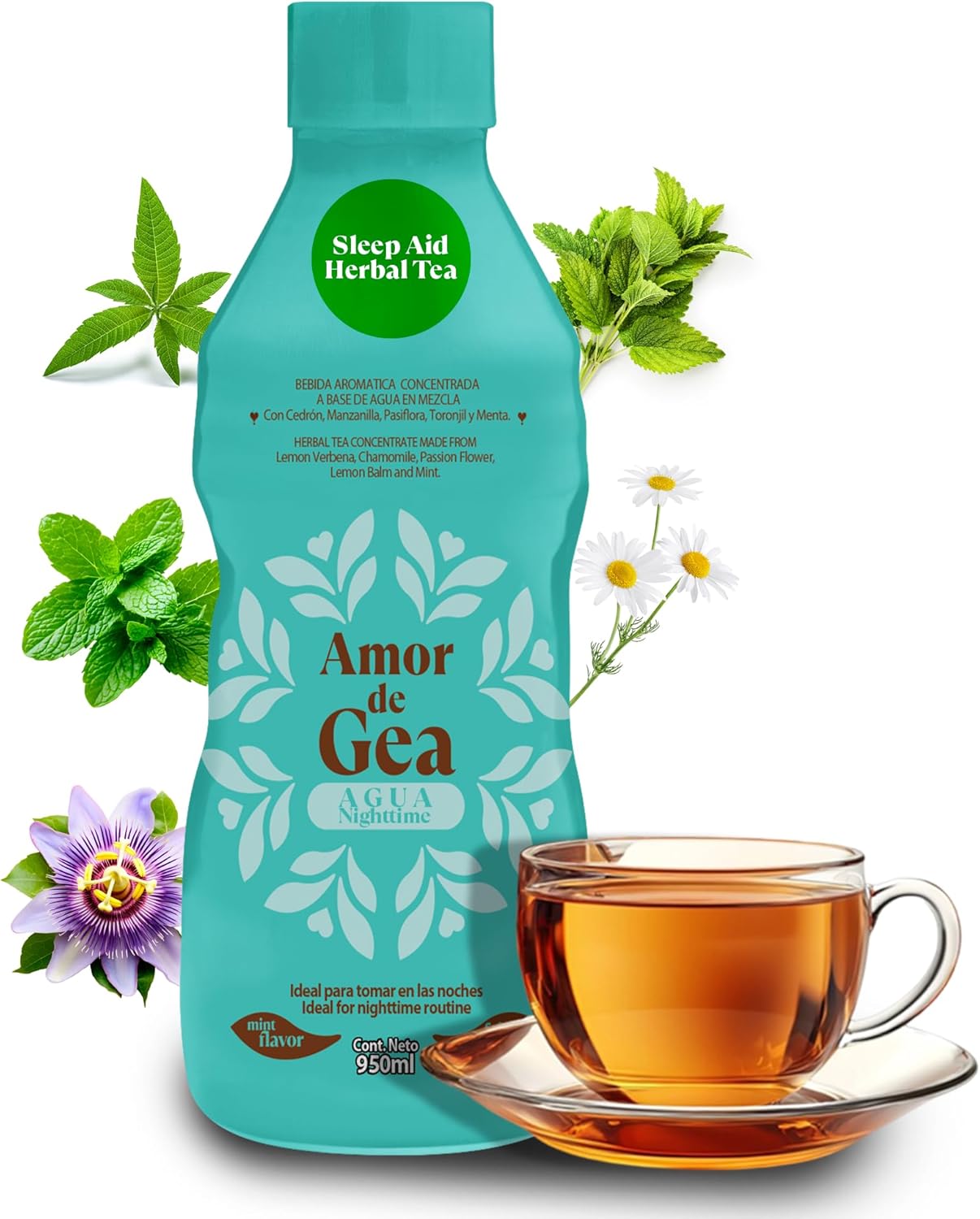 Agua Nighttime Sleep Aid Herbal Tea Concentrate Ready to Drink Natural Relaxation & Stress Relief 30 Servings