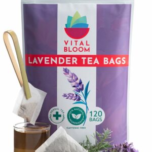 Vital Bloom 120 Tea Bags Lavender Tea Stress Relief Herbal Tea Caffeine Free Free Tongs Included