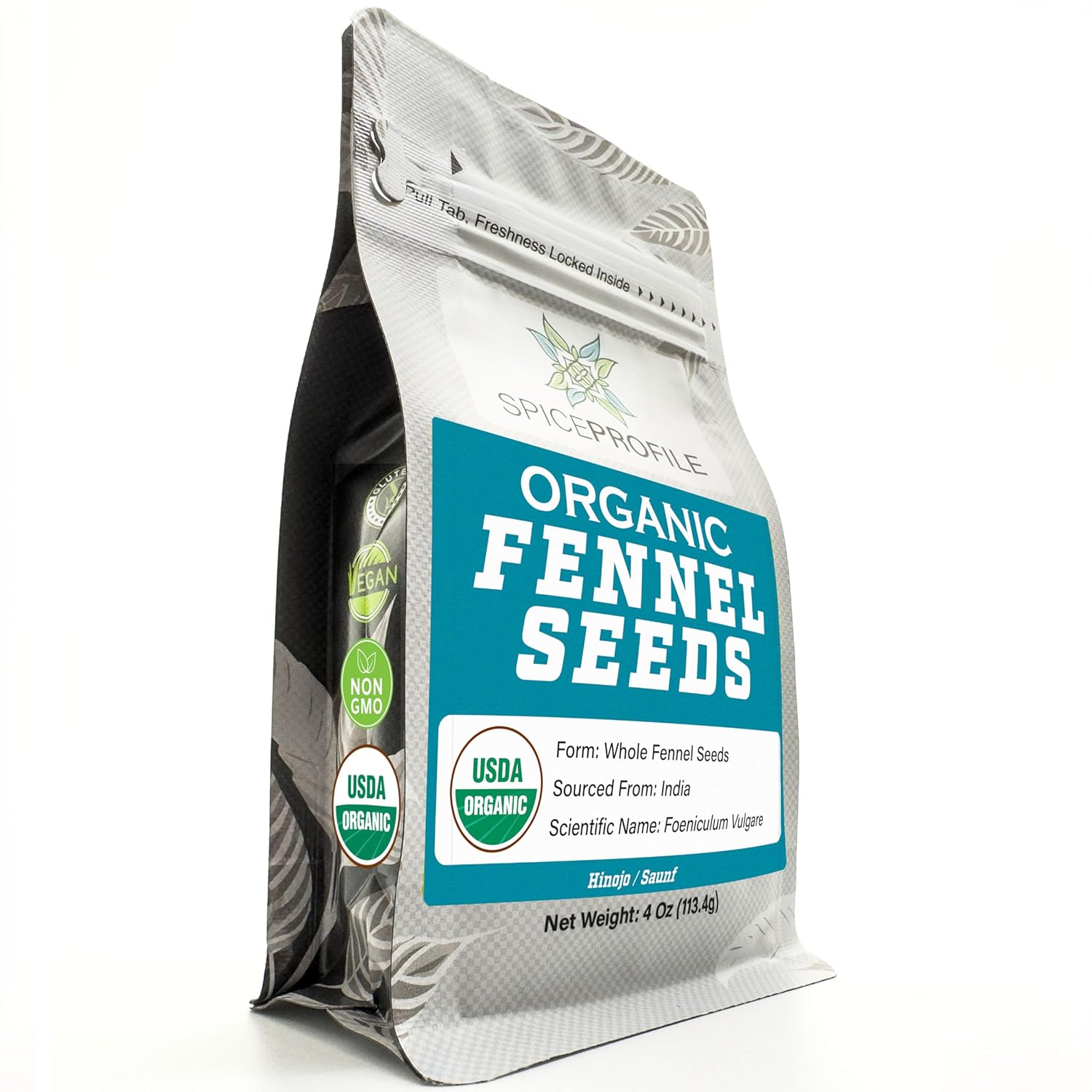 Spice Profile USDA Organic Fennel Seeds Whole Resealable 4oz Pouch Saunf