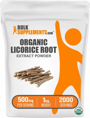 BulkSupplements.com Organic Licorice Root Extract Powder 500mg per Serving 1kg Pack of 1